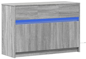 szürke sonoma színű szerelt fa LED-es TV-szekrény 91x34x61 cm
