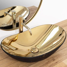 Pultos mosdó Rea Royal in Gold marble black mat