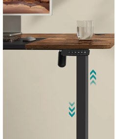 Állítható magasságú SOLEA-X íróasztal barna/fekete