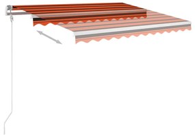narancssárga-barna kézzel kihúzható LED-es napellenző 3,5x2,5 m