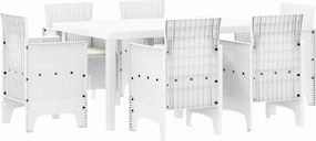 vidaXL Kert étkező szett 7 pcs Fehér Polt rattan