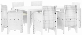 vidaXL Kert étkező szett 7 pcs Fehér Polt rattan