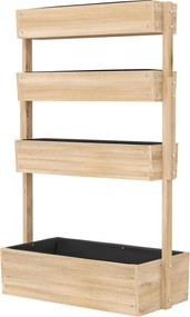 Outsunny Fa Magaságyás, 4 Szintes Növénytartó Doboz Drainázs Lyukakkal 88,5 x 45 x 140 cm, Zöldséges Ágy a Kerthez és Teraszhoz, Virágtartó Növényekne