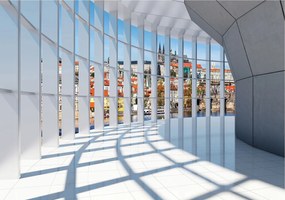 Flizelin fotótapéta Városi geometria absztrakt panoráma 300x210 +ragasztó