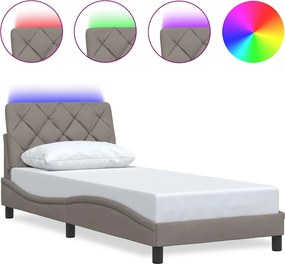 vidaXL tópszínű szövet ágykeret LED-ekkel matrac nélkül 90x200 cm