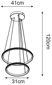 Zuma Line P22082M-2R - LED Csillár zsinóron RIDE LED/22W/230V + LED/14W fekete