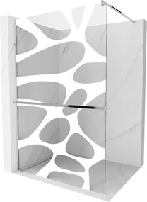 Mexen Kioto +, zuhanyparaván polccal és törölközőtartóval 110 x 200 cm, 8mm átlátszó üvegmintás fehér, króm profil, 800-110-121-01-97