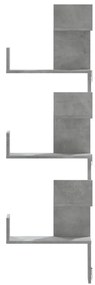 betonszürke szerelt fa fali sarokpolc 45 x 45 x 147 cm