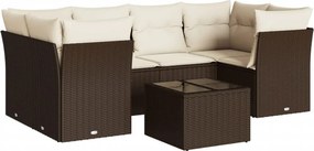 vidaXL 7 részes barna polyrattan kerti ülőgarnitúra párnákkal
