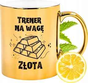 Prémium Arany Csillogó Bögre Edzőnek Ajándék Nyomtatott Fotóval