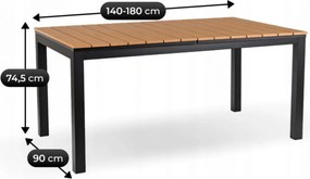 ARGOS kerti asztal 140-180 cm, tölgy-fekete