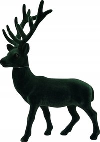 Rénszarvas figura Flokkolt Nagy 32cm Karácsonyi Dekoráció Zöld