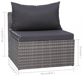 vidaXL 8-részes szürke polyrattan kerti bútorszett párnákkal