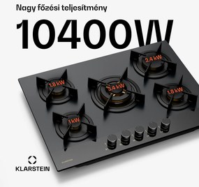 Klarstein Goldflame Nano gáz főzőlap, 5 sárgaréz égő, Nano bevonat, LPG/földgáz