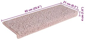 30 db fehér és rózsaszínű lépcsőszőnyeg 65 x 21 x 4 cm