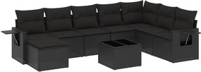 vidaXL 9 részes fekete polyrattan kerti ülőgarnitúra párnákkal