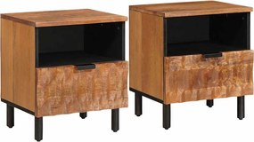 vidaXL Éjjeliszekrény 2 pcs Barna 40 x 33 x 46 cm Tömör Mangófát