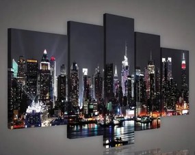 Vászonkép 170x100 Éjszakai város városkép városi tájkép felhőkarcolók fény tükröződés