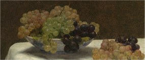 Kép - Henri Fantin-Latour, Still Life with Grapes and a Carnation, reprodukciók (120x50 cm)