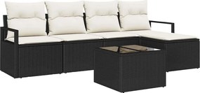 vidaXL Kanapé Szett párnával tárolóval 6 pcs Barna és Krém polirattan