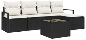 vidaXL Kanapé Szett párnával tárolóval 6 pcs Barna és Krém polirattan