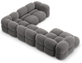 Szürke bársony sarokkanapé (jobb oldali-U alakú) Loretto – Cosmopolitan Design