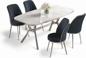 Lena étkezőgarnitúra, fehér márvány-króm, 160 cm – TR240CHR2856