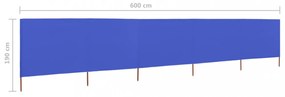 azúrkék 5 paneles szövet szélfogó 600 x 160 cm