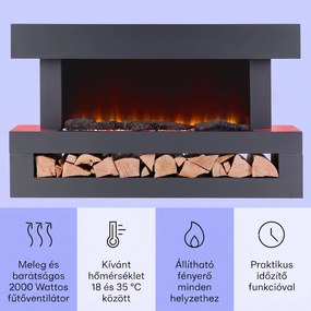 Klarstein Studio Light & Fire 3 Smart, kandalló, 1000/2000 W, MDF, WiFi Control