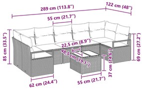 8 darabos kerti kanapé szett párnákkal barna poli rattanból, 2 személyes kerti kanapé párnákkal barna poli rattanból