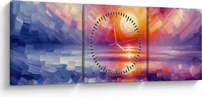 Kép - Színes művészi naplemente (órával) (90x30 cm)