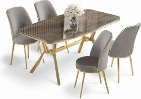 Lena étkezőgarnitúra, antracit-arany, 160 cm – TR240CHR2867