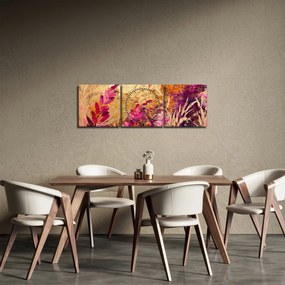 Kép - Absztrakt festmény virágok II. (órával) (90x30 cm)