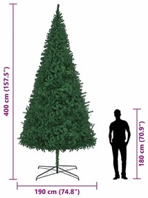 Mű karácsonyfa dekoratív vonós lámpákkal Zöld 400 cm PVC