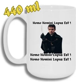 Bögre Fehér Nagy 440ML Vicces Ajándék 1670 Homo Homini Lupus Est
