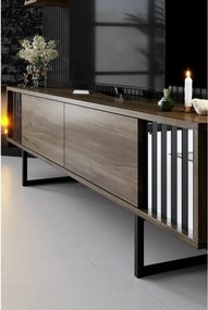 TV-állvány polcokkal Chrome Walnut and Black
