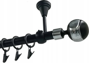 Függönykarnis szimpla Fém Mennyezeti 19mm Fekete Matt 280cm Gömb Fekete&amp;króm