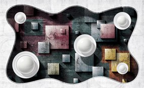 Fotótapéta Fehér gömbök és beton vinil geometria 254x184 +ragasztó