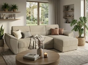 Kinyitható kétszínű L-alakú ülőgarnitúra TAVERO 251x140 cm, világos bézs
