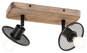 Ipari mennyezeti spotlámpa fekete fával 2 lámpás - Jasmine