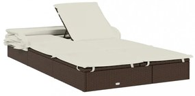 2 személyes barna polyrattan napágy tetővel 213 x 118 x 97 cm