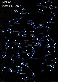 Déli égbolt Csillagok csillagkép poszter 50x70, csodálatos dekoráció