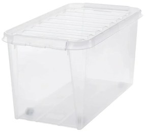SmartStore Tárolódoboz fehér kapcsokkal ésgörgőkkel Cla ssic, 70 l, 70 l