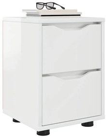 vidaXL Éjjeli asztal Magas Fényű Fehér 30,5 x 30 x 43 cm Faanyag