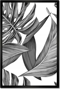 Monstera keretes poszter 40x60, szürke