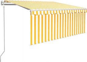 vidaXL sárga-fehér LED-es, szélérzékelős napellenző redőnnyel 3,5x2,5m