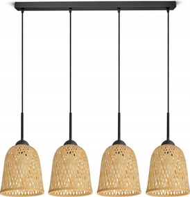 Mennyezeti Lámpa Függő Bambusz Fonott Boho Természetes 582-BZ4 Led Fekete