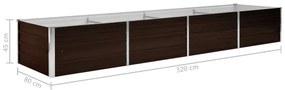barna horganyzott acél kerti magaságyás 320 x 80 x 45 cm
