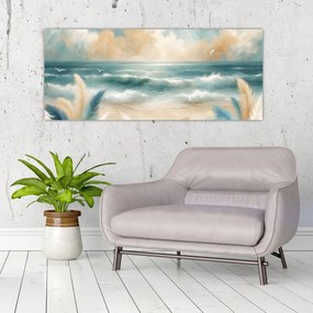 Kép – Festett strand lágy színekben (120x50 cm)