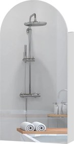 HOMCOM Fürdőszobai tükör, ívelt tükörrel, állítható üvegpolcokkal, 40 x 12 x 80 cm, fehér
